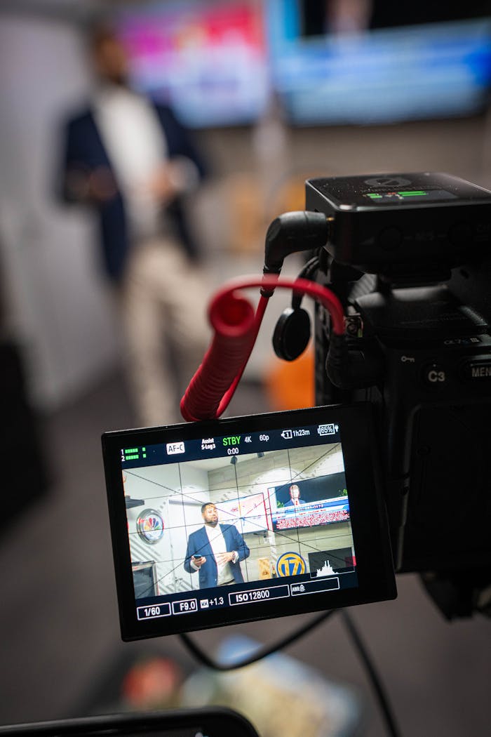 Business-related video production in a Los Angeles studio setting.